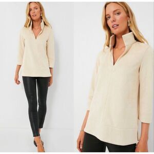 NWOT Tuckernuck Suede Margot Stand Collar Blouse,Tan XXL $168 F36